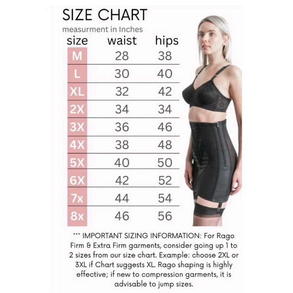 Rago 1294 Black Open Bottom Girdle Shapewear Size Large 30 Zipper Garter Straps - Picture 3 of 12
